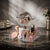 Acrylic Vanity Mirror Makeup Organizer with makeup products displayed on a marble countertop.