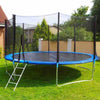 1.83m Outdoor Trampoline With Enclosure Safety Net set up in a garden with safety net and ladder.