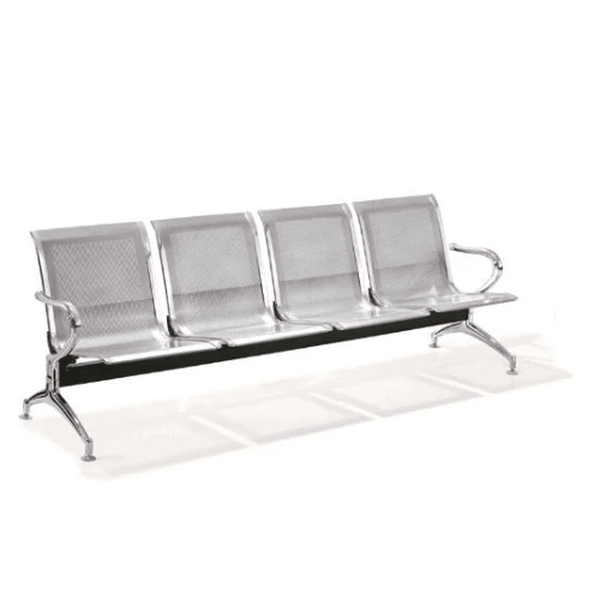4 Seater Silver Office Bench image 0