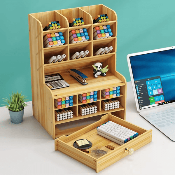 Perfect Dealz DIY Wooden Desktop Pen Holder and Drawer