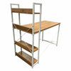 Space-Saving Industrial Desk with Storage Shelves featuring wooden top and metal frame.