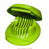2 in 1 Egg Slicer in green color, designed for evenly slicing hard-boiled eggs for salads and garnishes.