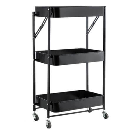 3 Tier Foldable Trolley Organizer Rack with Wheels image 6