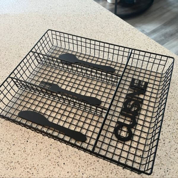 Perfect Dealz Black Metal Cutlery Organizer Tray