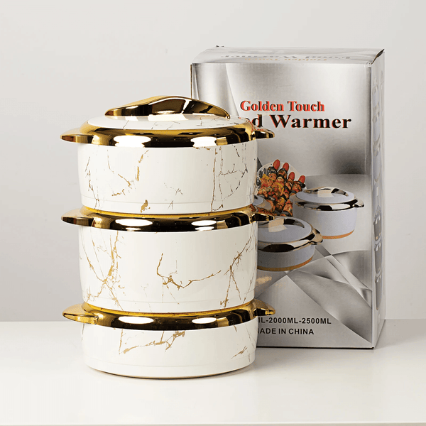 Perfect Dealz 3 Piece Marble White Insulated Food Warmer