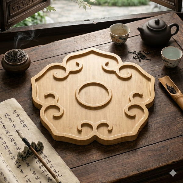 Scalloped Bamboo Serving Tray