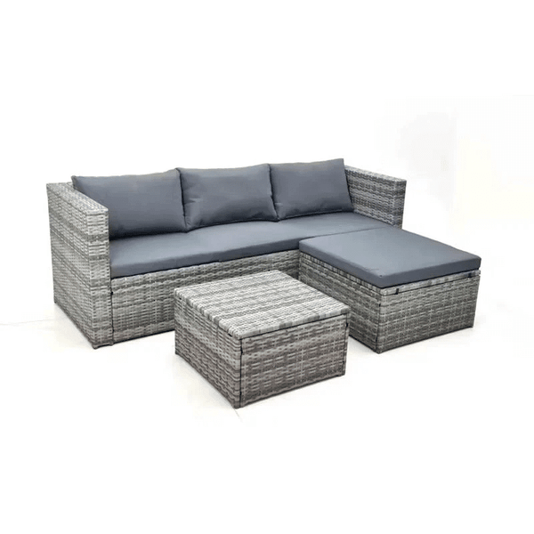 Garden Lounge Set with Grey Cushions featuring a modern design and comfortable seating for outdoor relaxation.