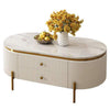 Storage Coffee Table with white and gold finish, featuring elegant design and hidden storage.