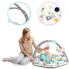 Baby Educational Playmat featuring playful graphics and baby enjoying tummy time on a soft learning floor mat.