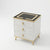 Smart Wireless Charging Bedside Table with Speakers featuring sleek design and illuminated charging surface.