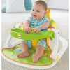 Portable Baby Floor Seat with Sensory Toys in use by a smiling baby sitting comfortably on the floor.