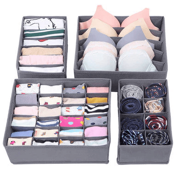 Perfect Dealz 4-Piece Multi-Compartment Foldable Drawer Organizers