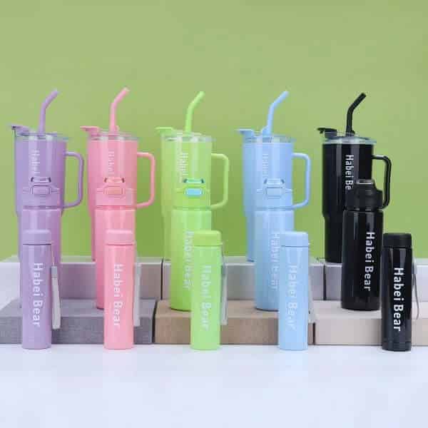 3 Piece Sports Water Bottle Set With Straw image 4