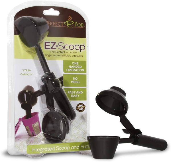 2 in 1 Coffee Scoop and Funnel - compact kitchen tool for measuring and pouring coffee grounds without mess.