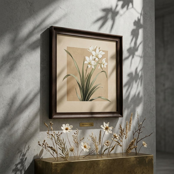 Framed White Lily Botanical Wall Art Print