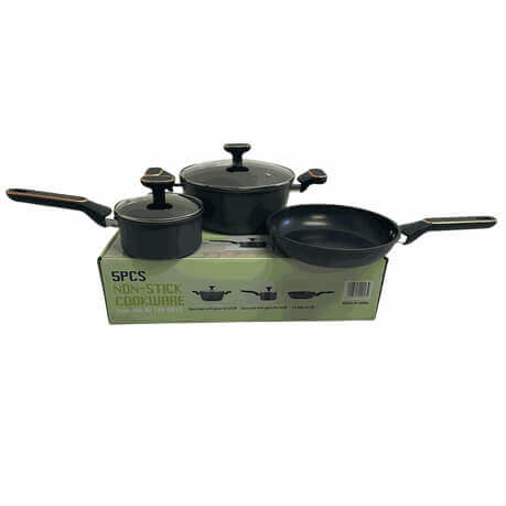 Perfect Dealz 5 Piece Non Stick Refined iron Cookware Set