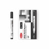 Black 3mm Whiteboard Marker 12 pcs packaging with marker showcasing bold writing for clear visibility.