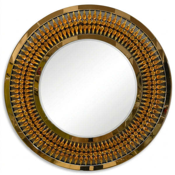 Crystal Teardrop Round Mirror