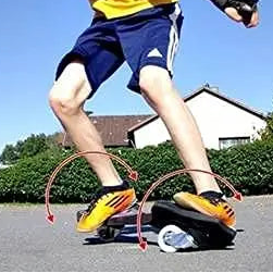 Rider performing tricks on a Metal Twist Surfing Waveboard Skateboard with feet twisting independently.