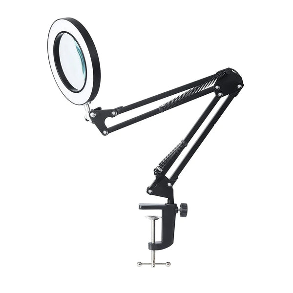 10X 160mm Three-Color LED Clip-On Magnifying Glass Lamp Desk