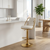 Adjustable Bar Stool with Boucle Seat and Gold Frame in modern kitchen setting.