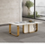 Sintered Stone Coffee Table with Stainless Steel Frame featuring a gold geometric base and stylish design.