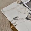 Sintered Stone Coffee Table with Stainless Steel Frame featuring a marble-like surface and elegant design.