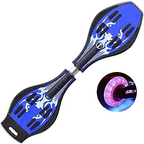 Metal Twist Surfing Waveboard Skateboard with blue design and light-up wheels for smooth performance.