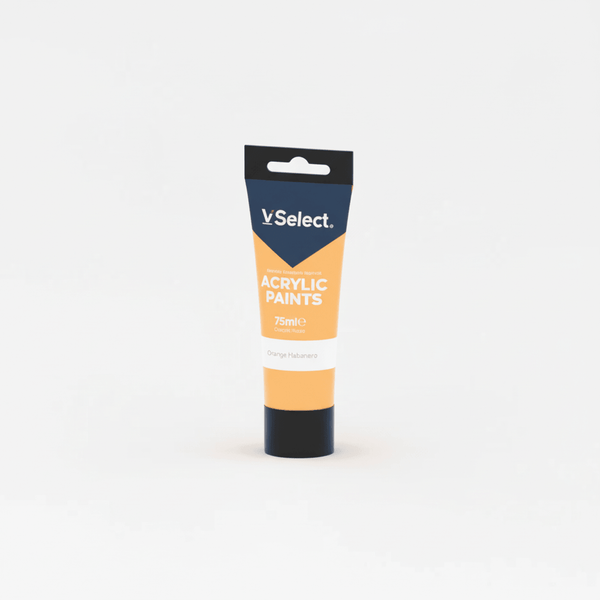Acrylic Paint 75ml - Orange Yellow tube, showcasing vibrant color for art projects and painting.