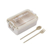 Airtight Compartment Lunch Box with Divider, featuring multiple compartments and secure lid, includes fork and spoon.