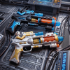 33CM Electric Light and Sound Submachine Toy Gun on a futuristic tech backdrop with vibrant colors and intricate details.