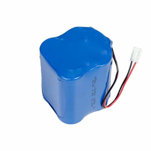 BL-21700 Rechargeable 18650 Lithium Battery in blue color with wires for power supply.