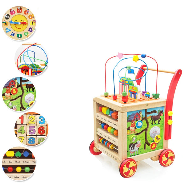 Baby Toys Wooden Montessori Beaded Maze colorful wooden educational toy with beads and engaging activities.