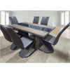 Black with Marble Lining Dining Room Table Set featuring sleek chairs and modern design.