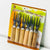 Set of 6 Stainless Steel Fruit Forks with Wooden Handles displayed in packaging for easy serving of fruit and snacks.