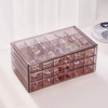 Clear Acrylic 3-Drawer 72-Compartment Jewellery Box filled with assorted jewellery for organized storage.