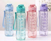 Clear Motivational Water Bottle Set – 1000 ml hydration bottles with time markers for daily motivation.