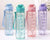 Clear Motivational Water Bottle Set – 1000 ml hydration bottles with time markers for daily motivation.