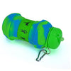 Collapsible Silicone Water Bottle in vibrant green and blue colors, perfect for travel and outdoor activities.