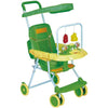 Compact Foldable Baby Stroller in vibrant green with toys and sunshade, ideal for parents on the go.