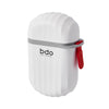 Compact Waterproof Travel Soap Case with Carry Handle in white with gray and red details.