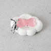 Cute Cloud Shape Soap Drain Tray with pink bow and bunny detail on a countertop.