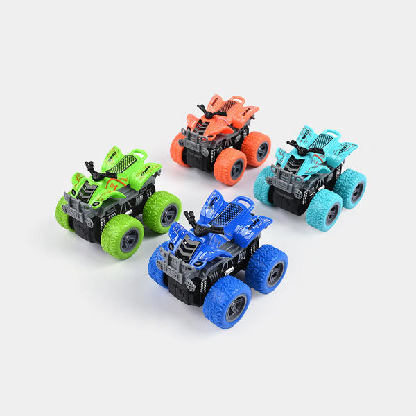 Inertial Stunt Beach Motorcycle Toy colorful four-wheel-drive cruisers in green, orange, blue, and black.