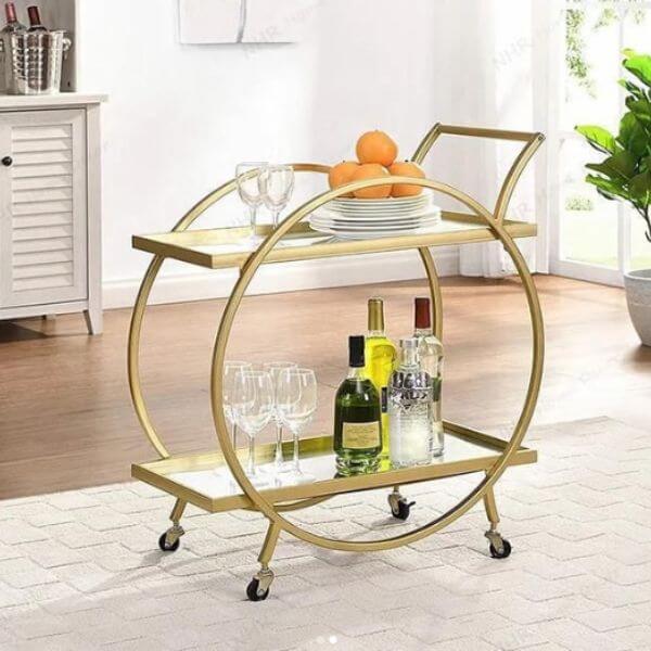 Perfect Dealz Double-Level Gold Bar Cart