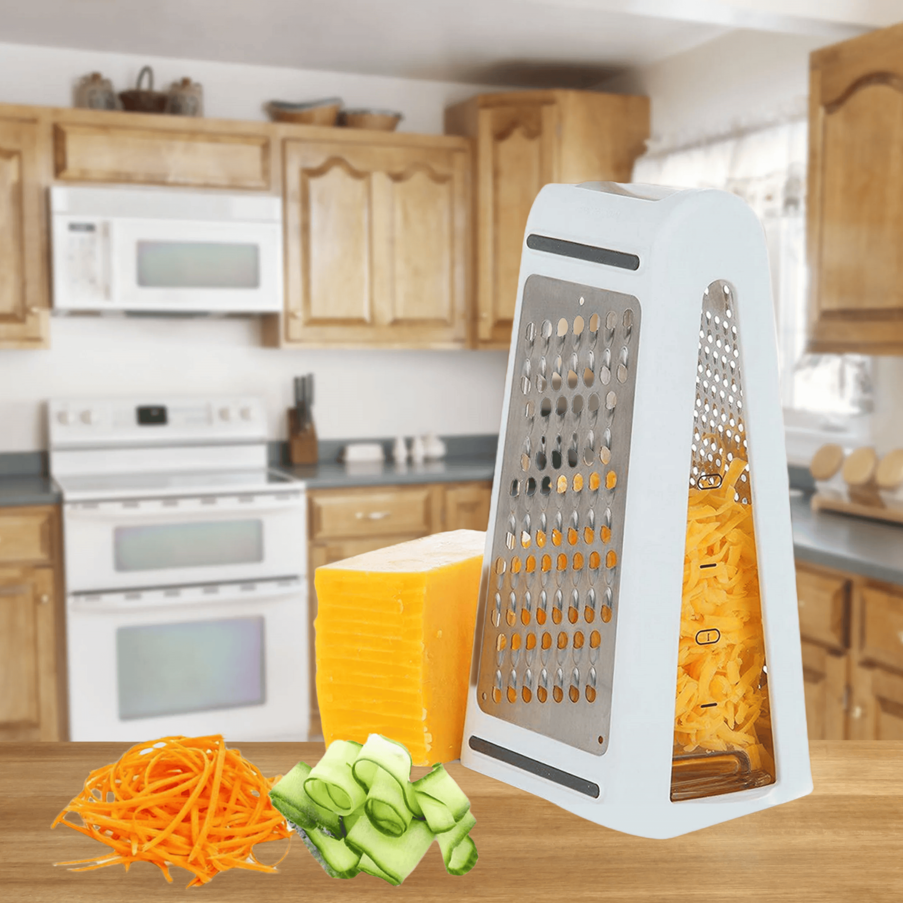 Dual-Sided Stainless Steel Cheese Grater with Storage Container ...