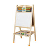 Educational Double-sided Wooden Puzzle Board with colorful abacus, whiteboard, and storage for interactive learning.