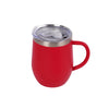 Eggshell Stainless Steel Coffee Cup with U-Shaped Belly and Lid in red color with lid