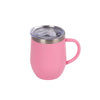 Eggshell Stainless Steel Coffee Cup with U-Shaped Belly and Lid in pink with a clear lid.
