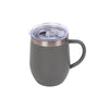 Eggshell Stainless Steel Coffee Cup with U-Shaped Belly and Lid featuring a clear lid and modern design.