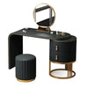 Luxury Dressing Table Set with Mirror and Stool featuring elegant design and practical storage.